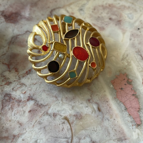 EUC~Vintage Lot Of 9 Various Sizes & Styles Of Gold Plated Beooches - Picture 4 of 11